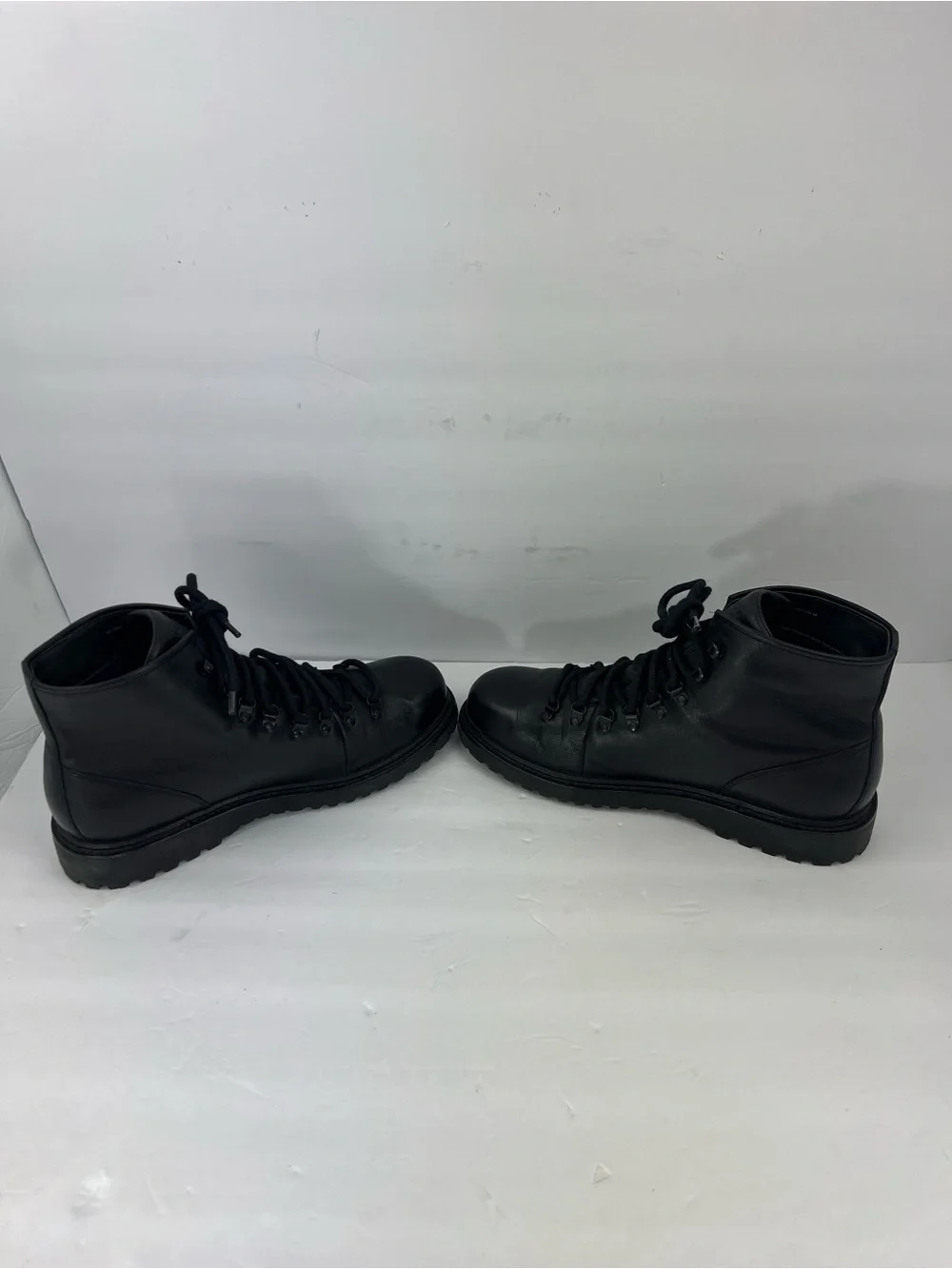 VINCE SAFI LACEUP BOOTS, BLACK UPPER LEATHER, SIZE US10, EU44